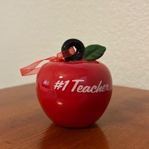 #1 Teacher Hanging Ornament/Christmas Red Apple Keepsake Handpainted